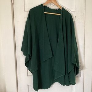 Hunter green wool and cashmere cape poncho